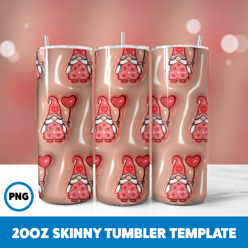 3D Inflated Valentine 29 20oz Skinny Tumbler Sublimation Design