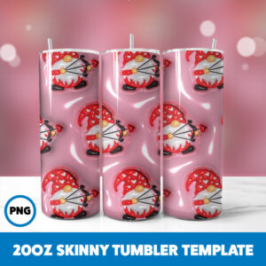 3D Inflated Valentine 34 20oz Skinny Tumbler Sublimation Design