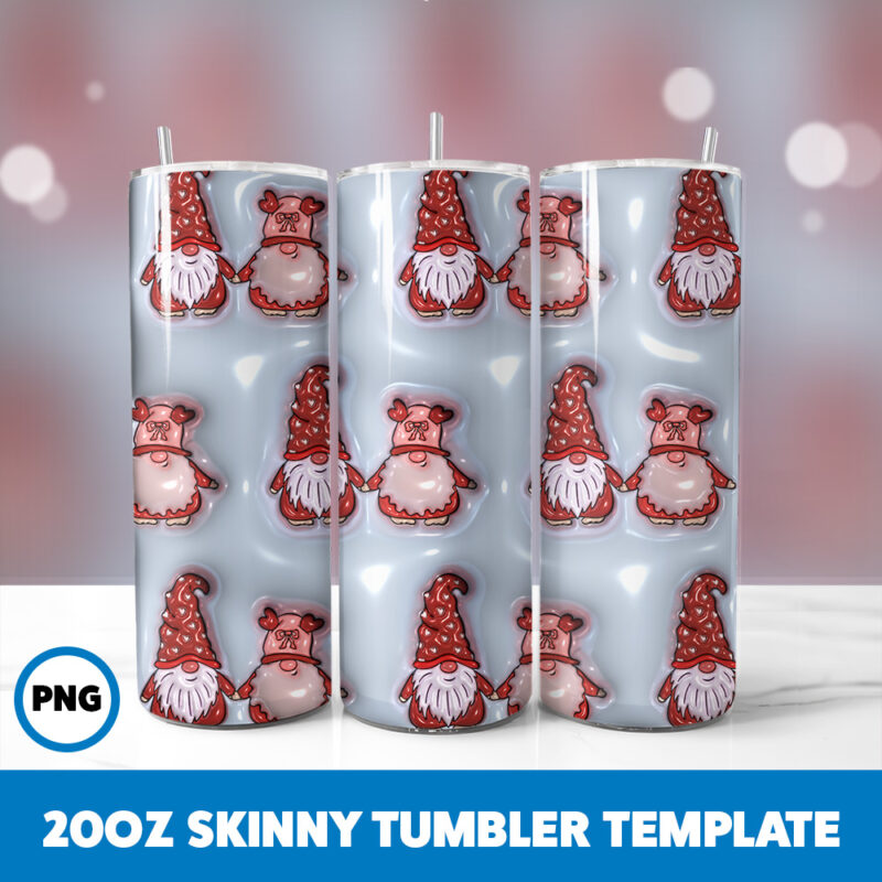 3D Inflated Valentine 36 20oz Skinny Tumbler Sublimation Design