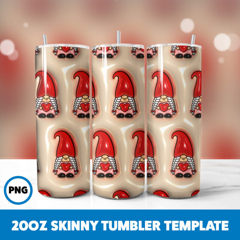 3D Inflated Valentine 40 20oz Skinny Tumbler Sublimation Design