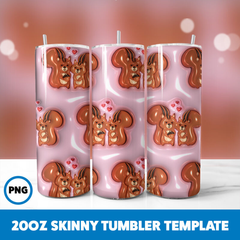 3D Inflated Valentine 50 20oz Skinny Tumbler Sublimation Design