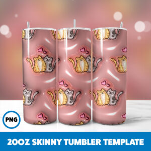 3D Inflated Valentine 54 20oz Skinny Tumbler Sublimation Design