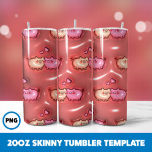 3D Inflated Valentine 67 20oz Skinny Tumbler Sublimation Design