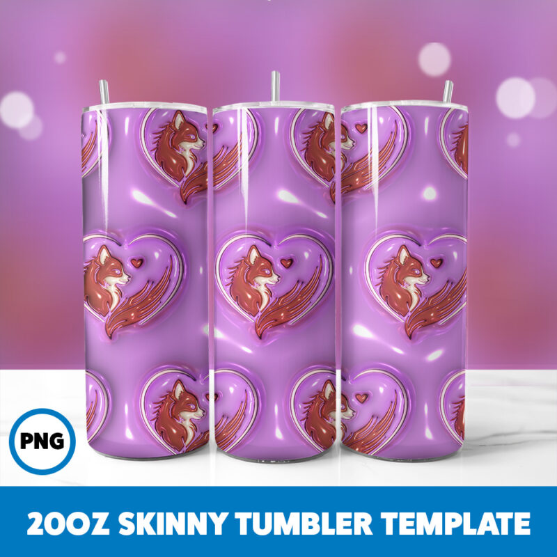 3D Inflated Valentine 7 20oz Skinny Tumbler Sublimation Design