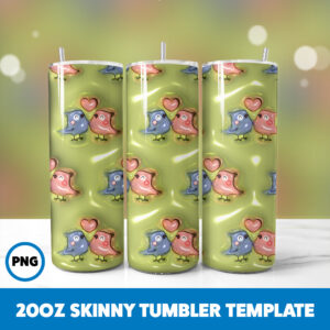 3D Inflated Valentine 82 20oz Skinny Tumbler Sublimation Design