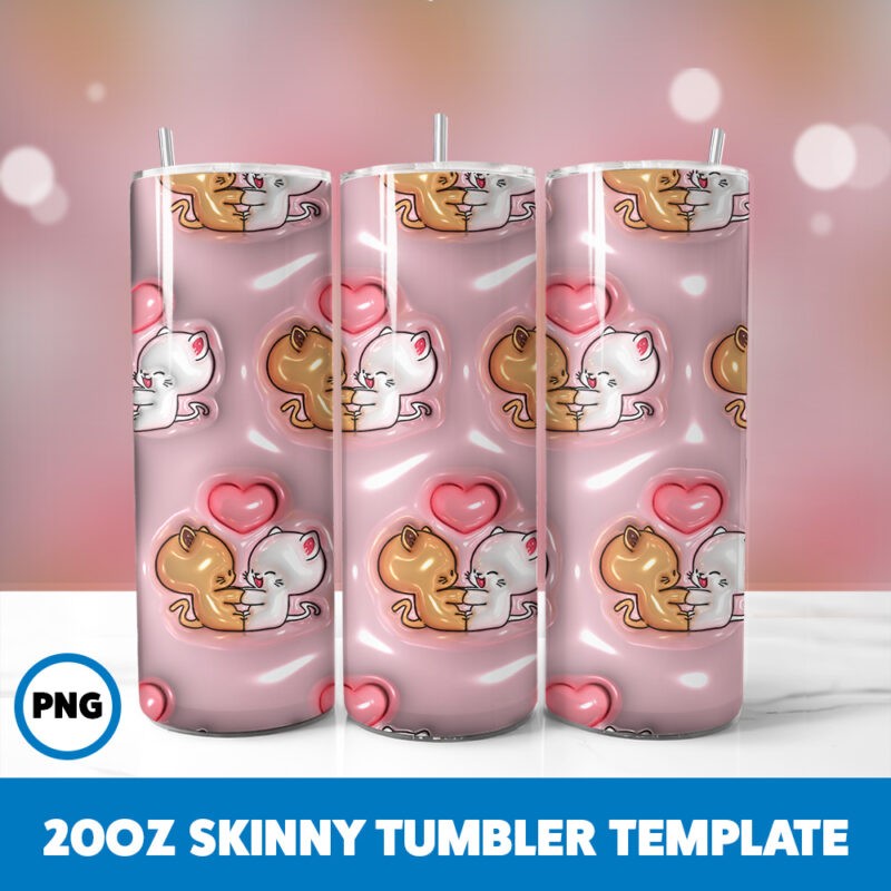 3D Inflated Valentine 91 20oz Skinny Tumbler Sublimation Design