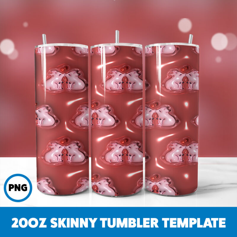 3D Inflated Valentine 95 20oz Skinny Tumbler Sublimation Design