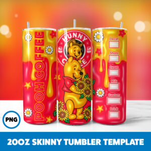 3D Inflated Winnie The Pooh 13 20oz Skinny Tumbler Sublimation Design