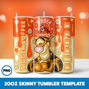 3D Inflated Winnie The Pooh 15 20oz Skinny Tumbler Sublimation Design