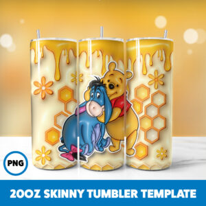 3D Inflated Winnie The Pooh 18 20oz Skinny Tumbler Sublimation Design