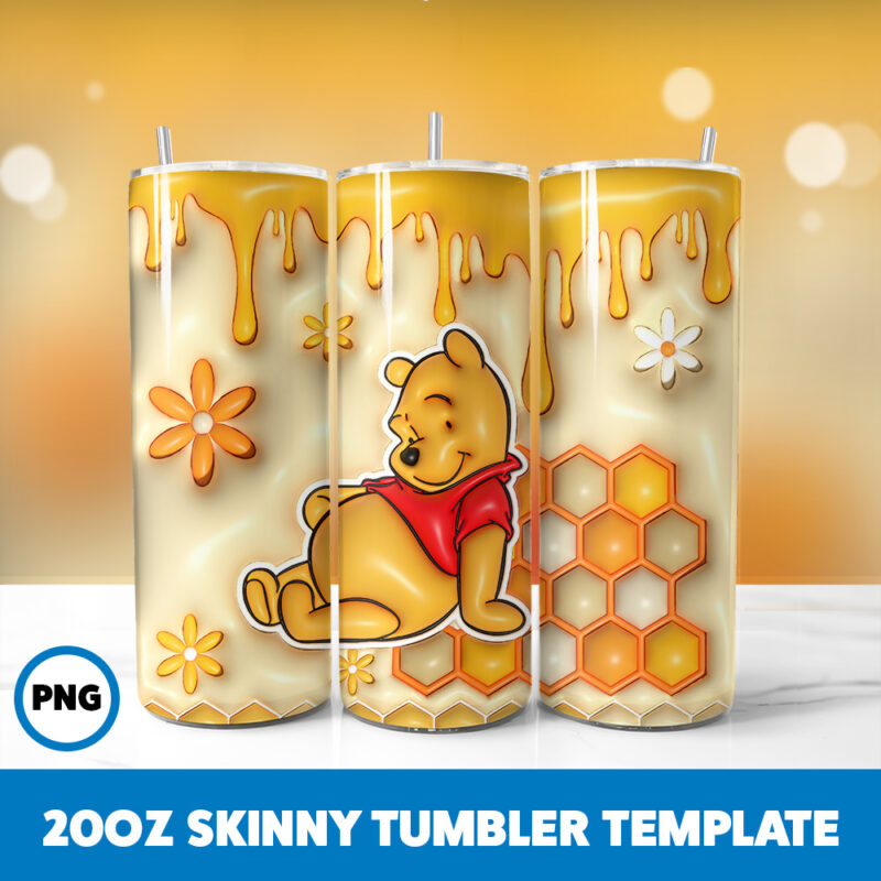 3D Inflated Winnie The Pooh 20 20oz Skinny Tumbler Sublimation Design