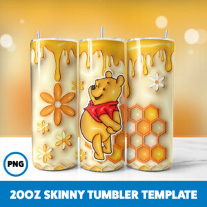 3D Inflated Winnie The Pooh 21 20oz Skinny Tumbler Sublimation Design