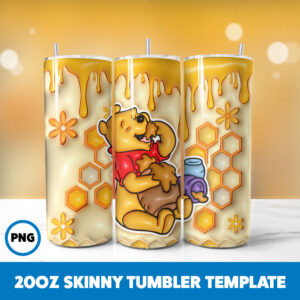 3D Inflated Winnie The Pooh 3 20oz Skinny Tumbler Sublimation Design