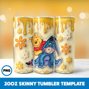 3D Inflated Winnie The Pooh 5 20oz Skinny Tumbler Sublimation Design