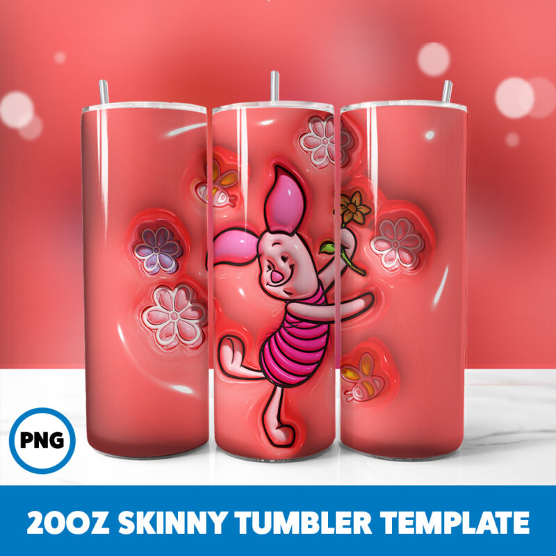3D Inflated Winnie The Pooh 7 20oz Skinny Tumbler Sublimation Design