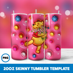 3D Inflated Winnie The Pooh 8 20oz Skinny Tumbler Sublimation Design