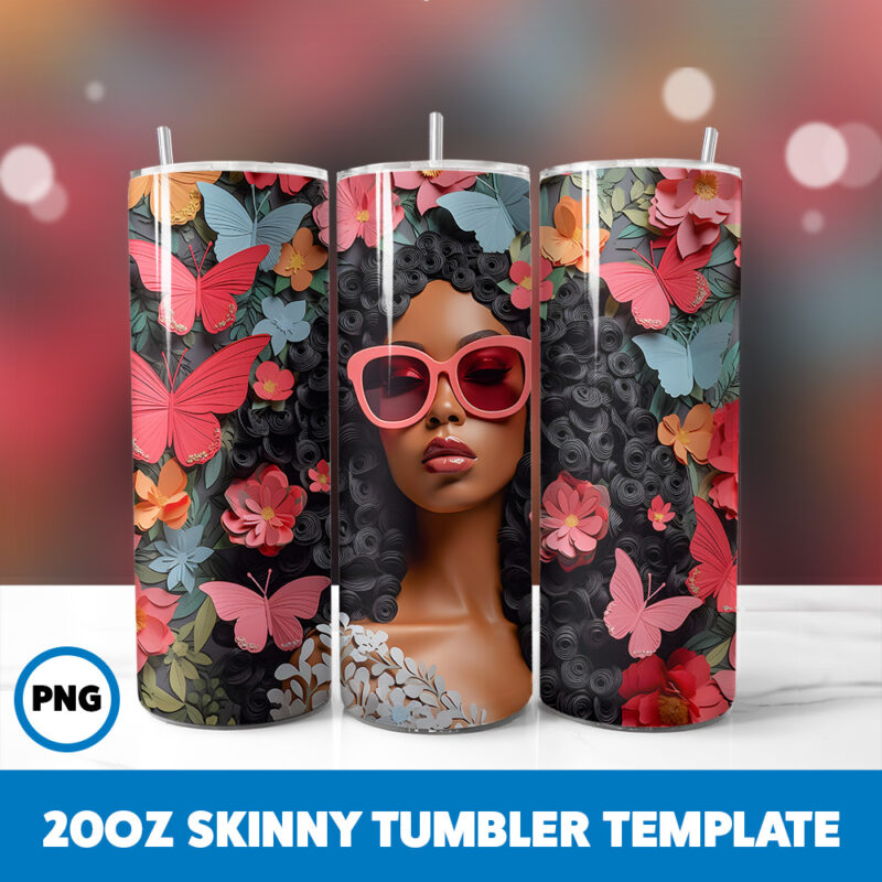 African American Black Girls 12 20oz Skinny Tumbler Sublimation Design