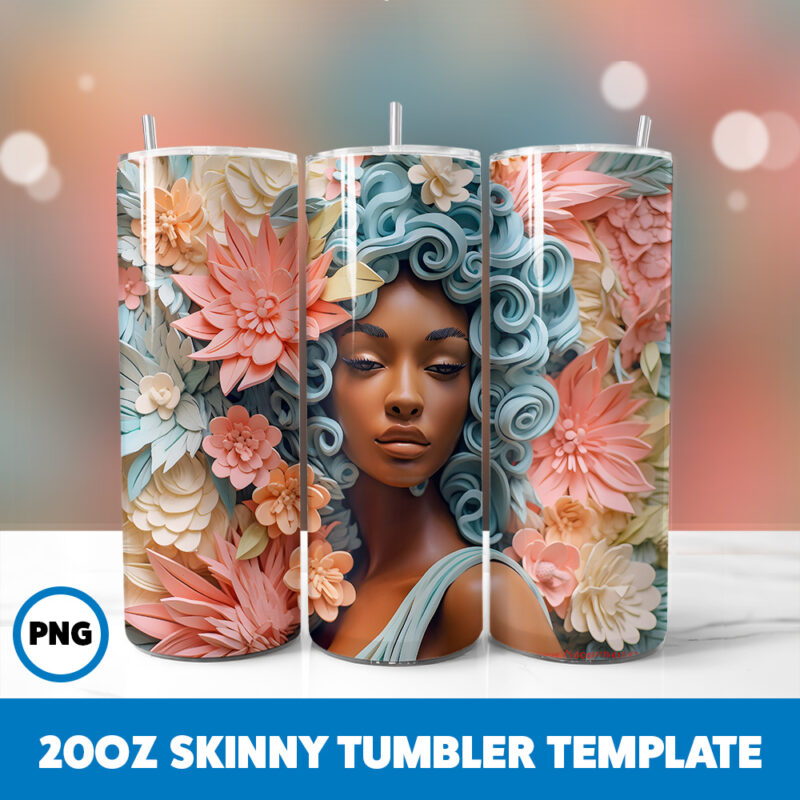 African American Black Girls 17 20oz Skinny Tumbler Sublimation Design