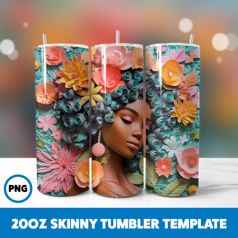 African American Black Girls 20 20oz Skinny Tumbler Sublimation Design