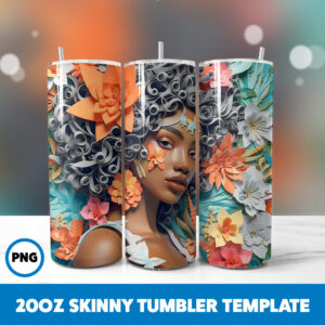 African American Black Girls 22 20oz Skinny Tumbler Sublimation Design