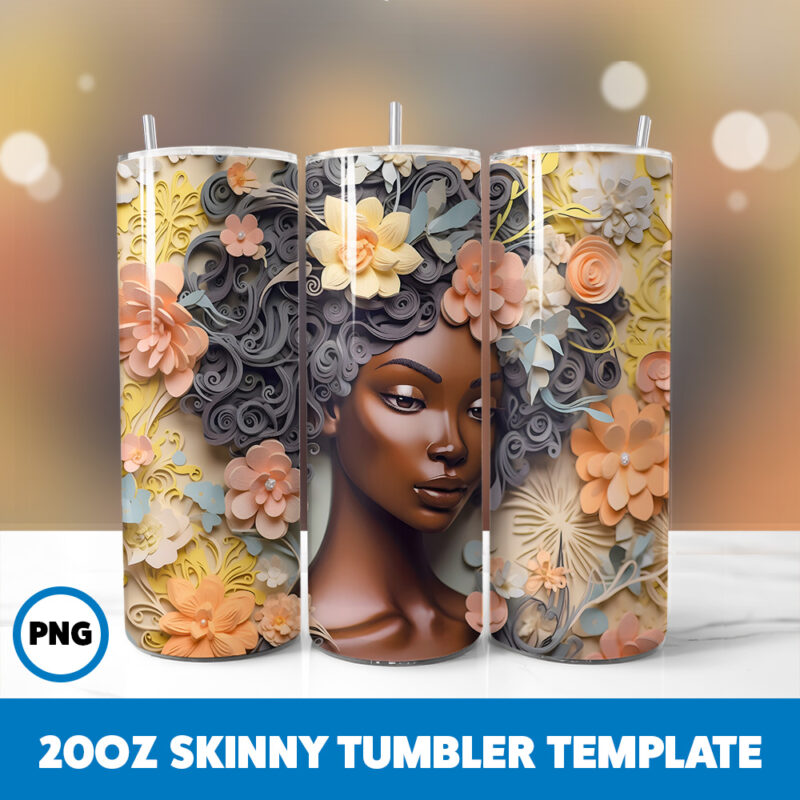 African American Black Girls 28 20oz Skinny Tumbler Sublimation Design