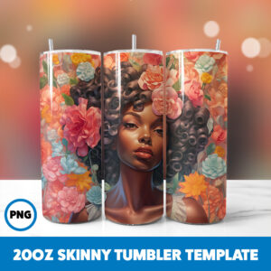 African American Black Girls 29 20oz Skinny Tumbler Sublimation Design