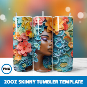 African American Black Girls 3 20oz Skinny Tumbler Sublimation Design