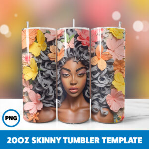 African American Black Girls 33 20oz Skinny Tumbler Sublimation Design
