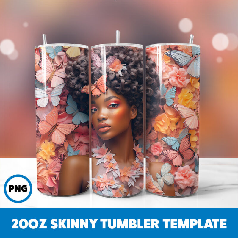 African American Black Girls 39 20oz Skinny Tumbler Sublimation Design