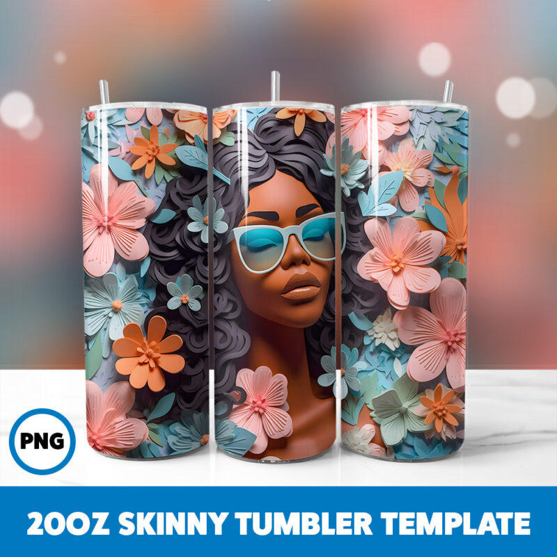 African American Black Girls 4 20oz Skinny Tumbler Sublimation Design