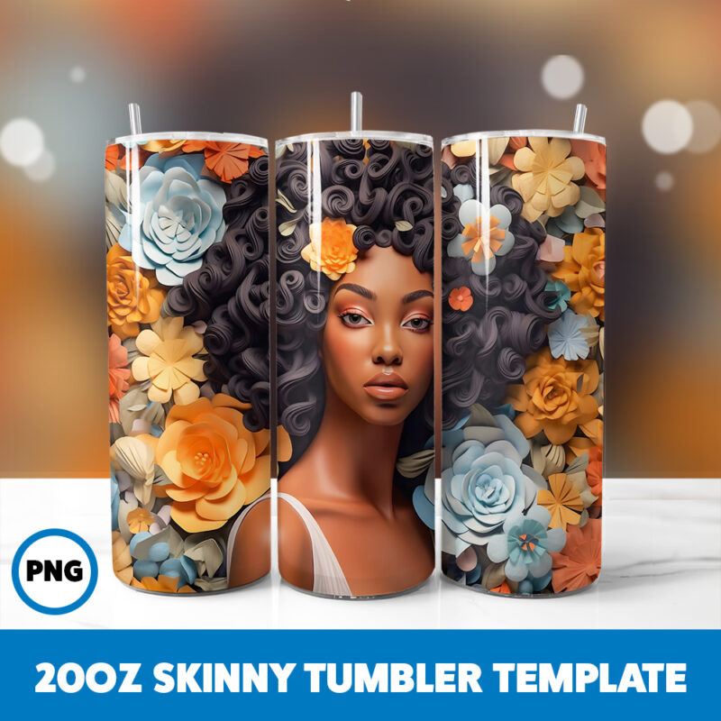 African American Black Girls 42 20oz Skinny Tumbler Sublimation Design