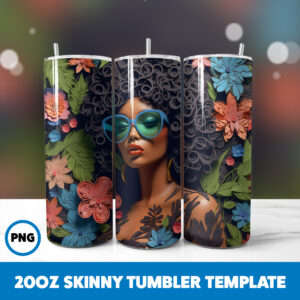 African American Black Girls 43 20oz Skinny Tumbler Sublimation Design