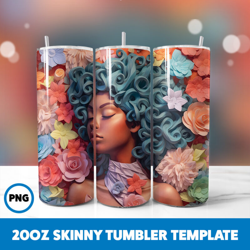African American Black Girls 47 20oz Skinny Tumbler Sublimation Design