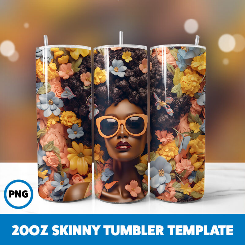 African American Black Girls 5 20oz Skinny Tumbler Sublimation Design