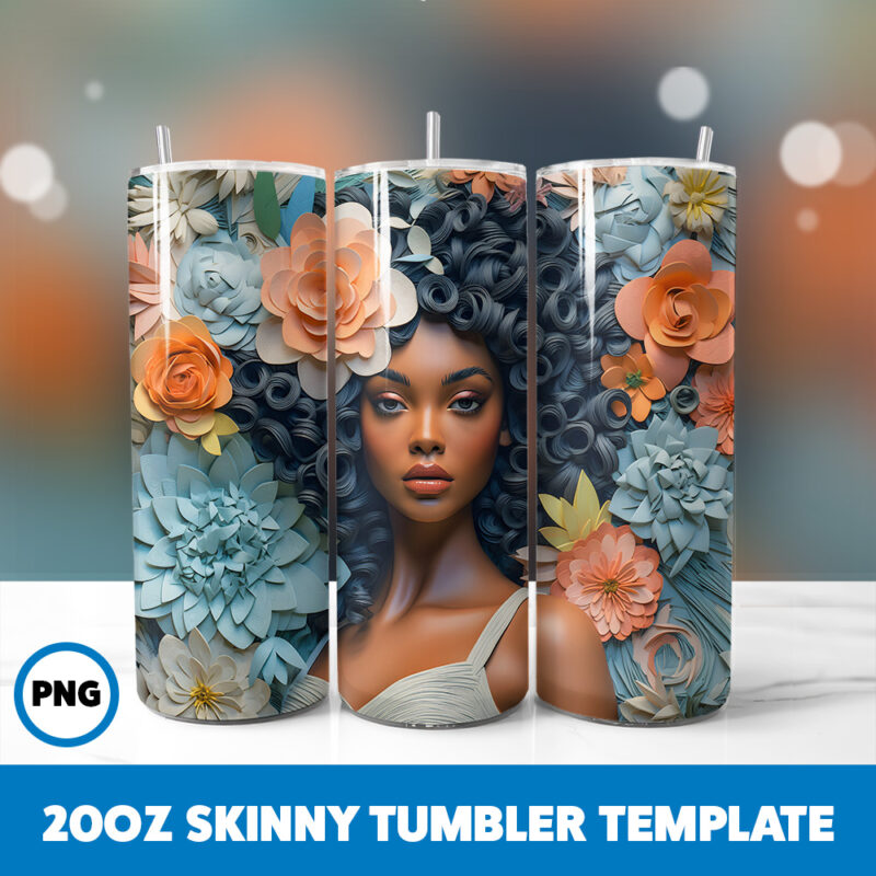 African American Black Girls 55 20oz Skinny Tumbler Sublimation Design