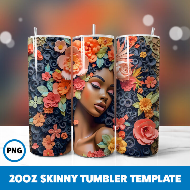 African American Black Girls 56 20oz Skinny Tumbler Sublimation Design