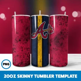 Baseball Braves Grunge 20oz Skinny Tumbler Png Digital Download