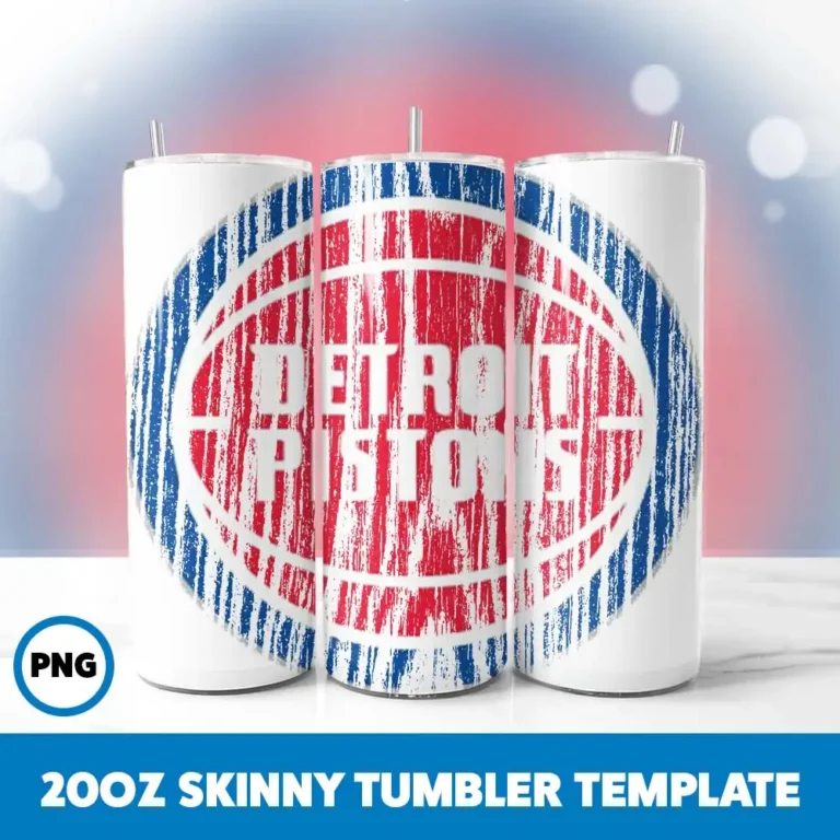 Detroit Pistons Wood 20oz Skinny Tumbler Png Digital Download