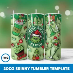 Inflated Grinchmas 103 20oz Skinny Tumbler Sublimation Design