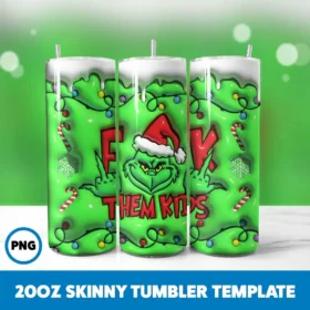 Inflated Grinchmas 45 20oz Skinny Tumbler Sublimation Design