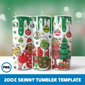 Inflated Grinchmas 5 20oz Skinny Tumbler Sublimation Design