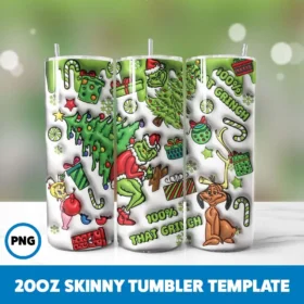 Inflated Grinchmas 54 20oz Skinny Tumbler Sublimation Design