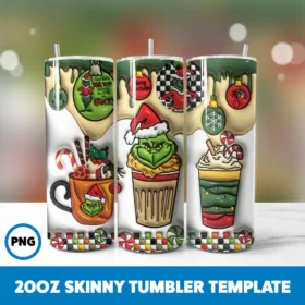 Inflated Grinchmas 63 20oz Skinny Tumbler Sublimation Design