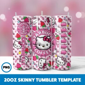 Inflated Hello Kitty 7 20oz Skinny Tumbler Sublimation Design