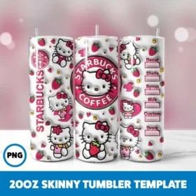 Inflated Hello Kitty 8 20oz Skinny Tumbler Sublimation Design