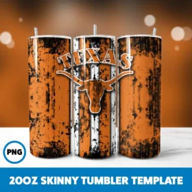 Texas Longhorns Grunge Tumbler Wrap 20oz Skinny Tumbler Straight Digital Download