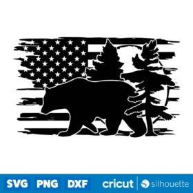 Bear Svg American Distressed Flag Svg Nature Scene Svg