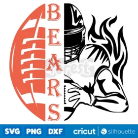 Bears Half Football Half Player Svg Chicago Bears Svg Instant Download