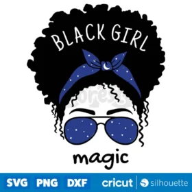 Black Girl Magic Svg Woman Face With Glasses Svg Messy Bun Mom Lifestyle Svg