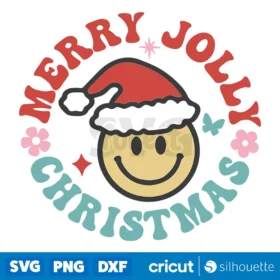 Boho Smiley Christmas Santa Svg Files For Cricut Retro Merry Jolly Christmas Svg Digital Download Design